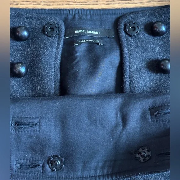 Isabel Marant Charcoal Buttoned Wool Mini Skirt - Picture 4 of 5